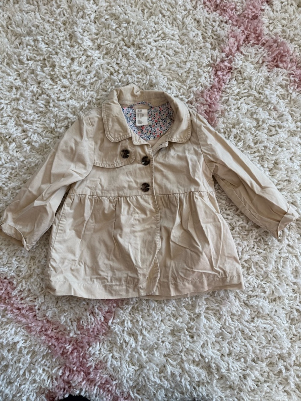 H&M Toddler Girls Cream Button-Front Peplum Jacket 12-18M